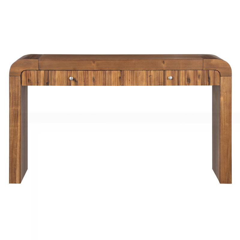 Rustic Console Table with Fluted Drawer Front, Brown