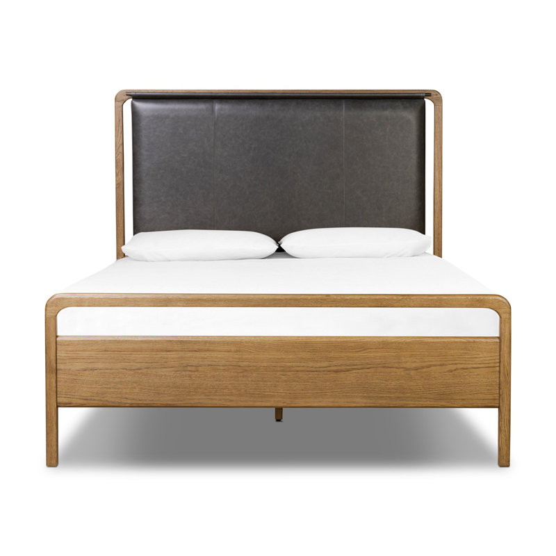 Rosedale Upholstered Bed, Queen, Amber Oak/Chaps Ebony