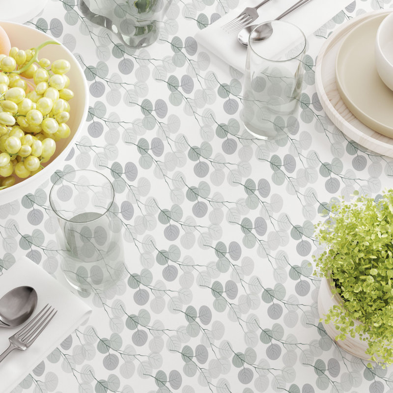 Rectangular Tablecloth, 100% Cotton, 52X104", Monochrome Branches, 104" L x 52" W