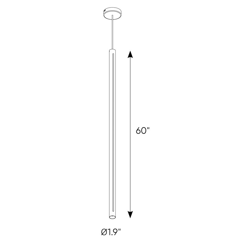 Luminaire suspendu avec cylindres en grappe 1 lumière DEL Firth, Noir, H 60 po x l 2 po x P 2 po