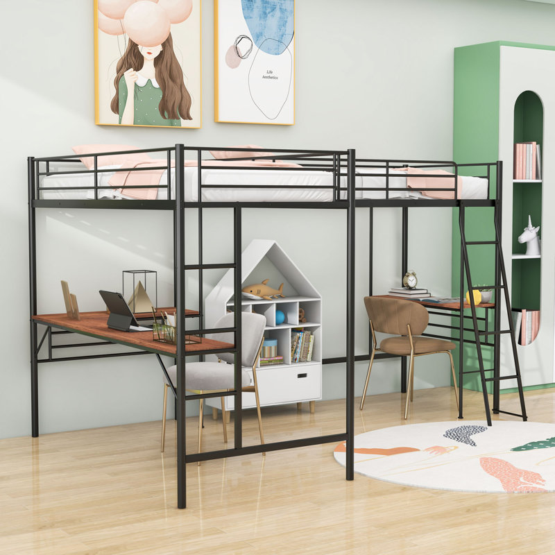 Niklaus Kids Twin Loft Bed, Black/Wood