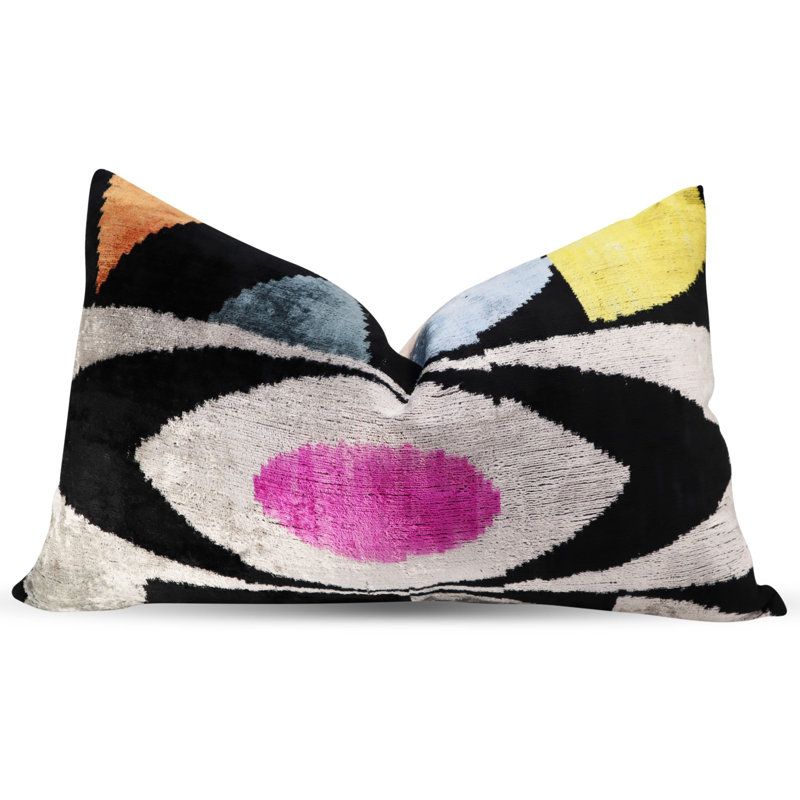  Housse de coussin et insert, Noir / blanc, 16 po x 24 po, Rectangulaire