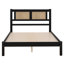 Lit plateforme double en bois avec tête de lit et tables de chevet en rotin naturel-800513684-800513687