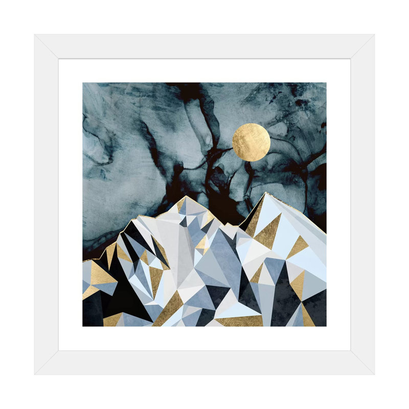 Midnight Peaks - impression d'art graphique, Papier encadré blanc, Blanc, H 24 po x l 24 po x p 1 po