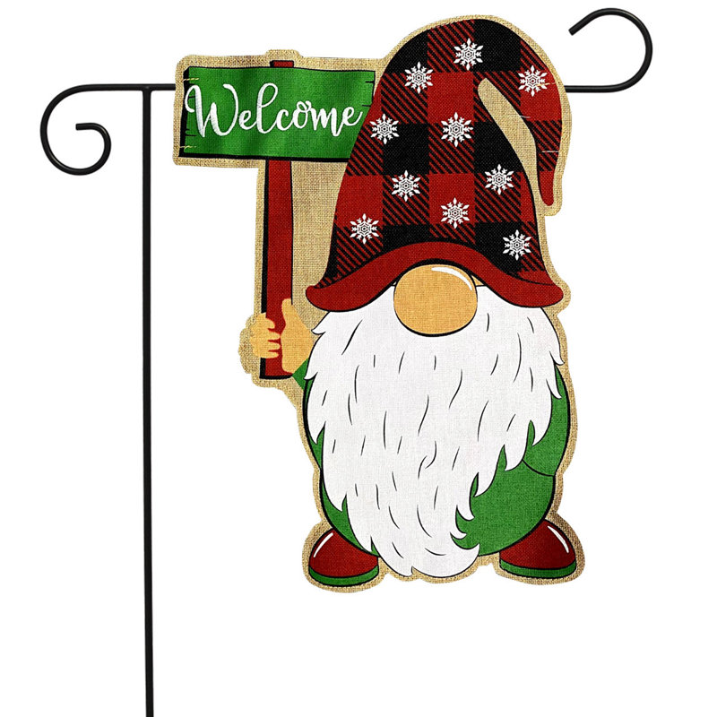 Drapeau de Noël des fêtes gnome en toile de jute