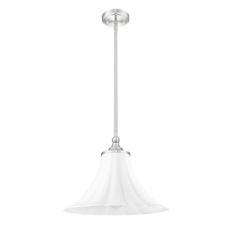Luminaire suspendu 1 lumière en nickel brossé Ohlson 16 pouces, Nickel brossé