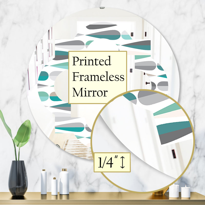 Miroir mural sans cadre Quatrefoil, H 31,5 po x l po, Gouttes abstraites quadrilobe