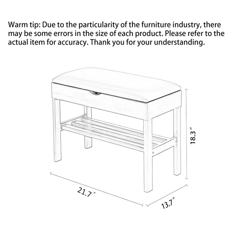 Modern Minimalist Solid Wood Shoe-Changing Stool With Storage Drawers, 18.31" H x 21.65" W x 13.78" D