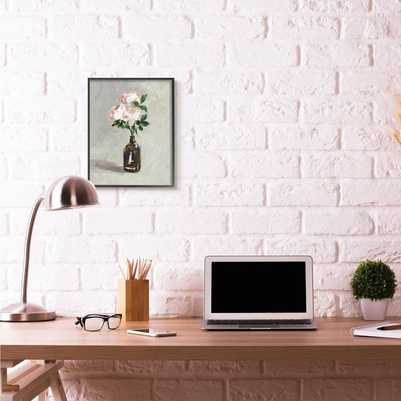 «Flower Jar Paint», impression sur toile, Giclée encadrée noir minuit, H 20 po x l 16 po