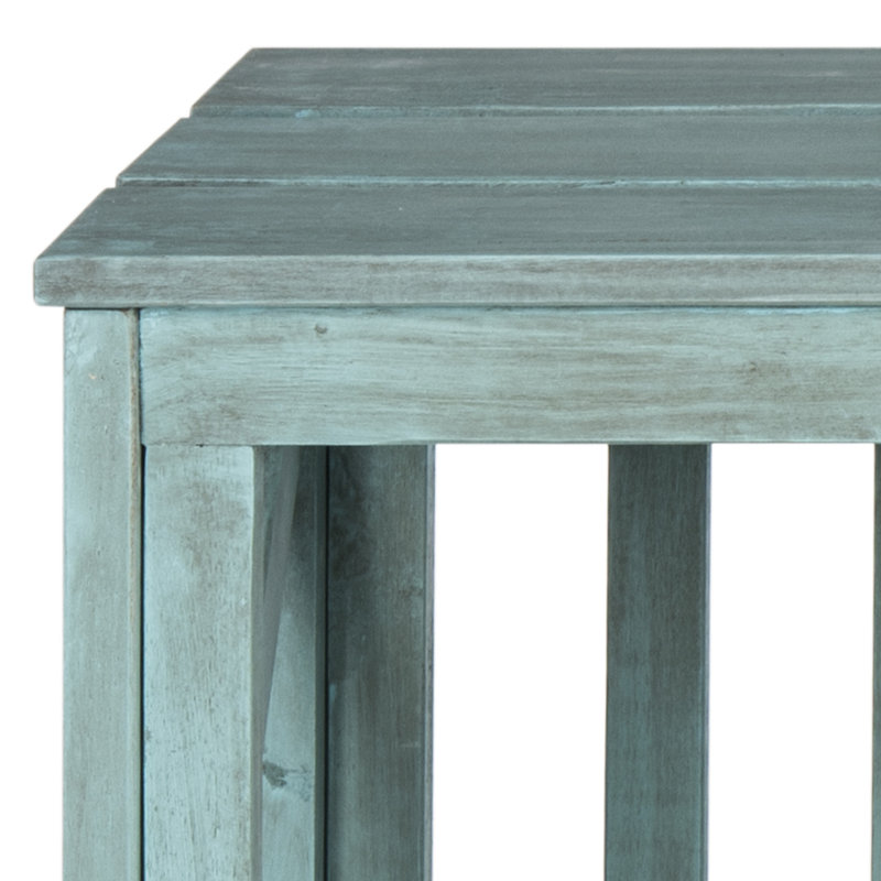 Banc avec casiers de rangement en bois massif Morgane, Bleu