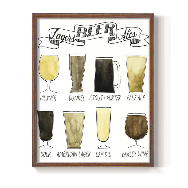 «Beer Information», reproduction encadrée - bois massif, H 15 po x l 12 po, Noyer