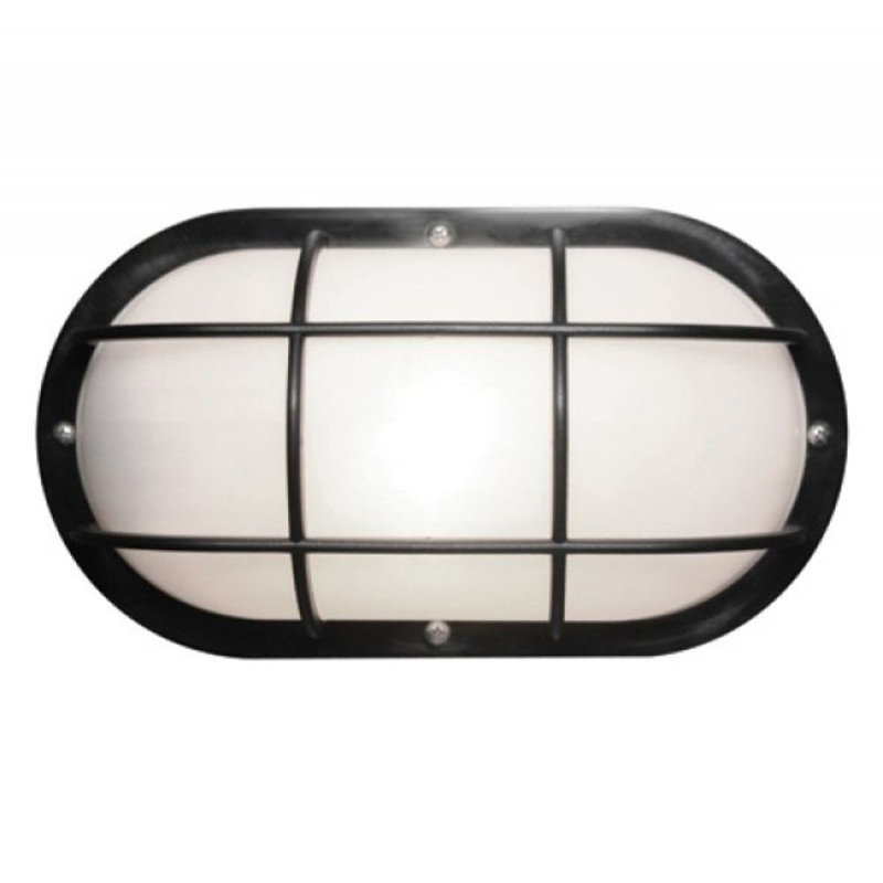 Solus Nautical Oblong Wall Mount Fixture with Grid-Style Diffuser Cage, Black, 3000K