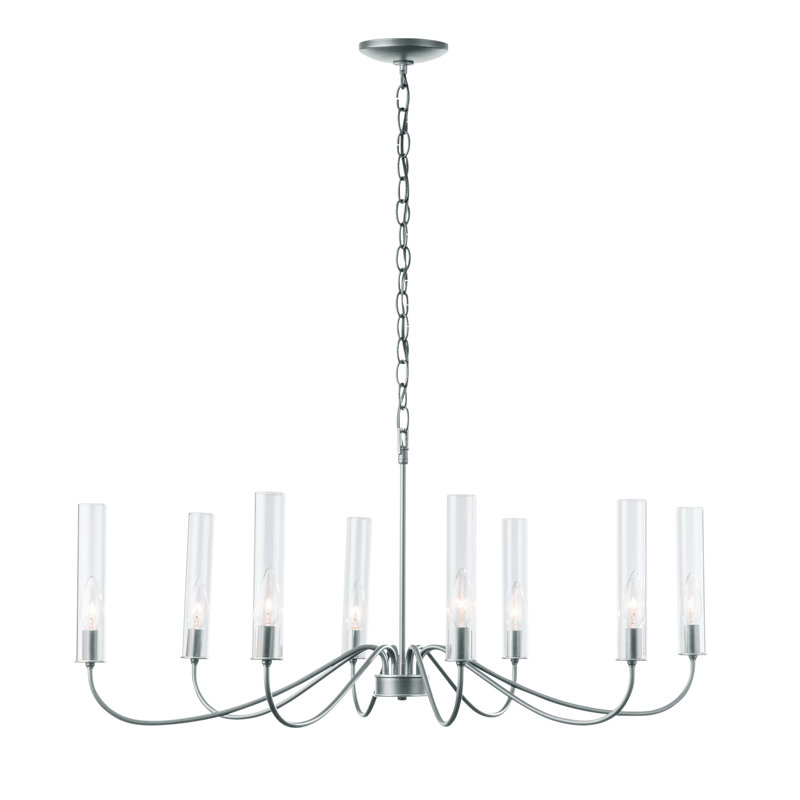 Lustre traditionnel / classique à 8 lumières de style bougie Grace, Platine rétro