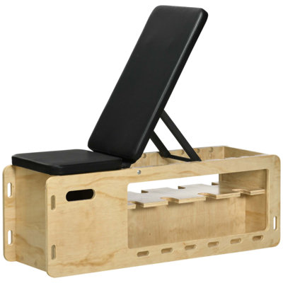 Soozier Adjustable Weight Bench with Storage Rack and Resistance Rope, Ideal for Home Gym and Strength Training