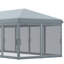 Tente escamotable 10 pi x 20 pi avec filet, abri de soleil robuste pour patio. Gris. Éloignement, pieds réglables, événements extérieurs faciles à utiliser dans le jardin, patio, aménagement spacieux, fonction polyvalente,