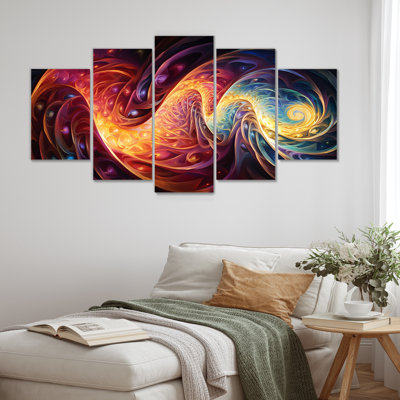 «Creight - Waves», art mural 5 pièces