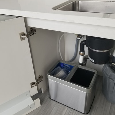 Poubelle et bac de recyclage multi-compartiments en acier inoxydable 5,3 gallons