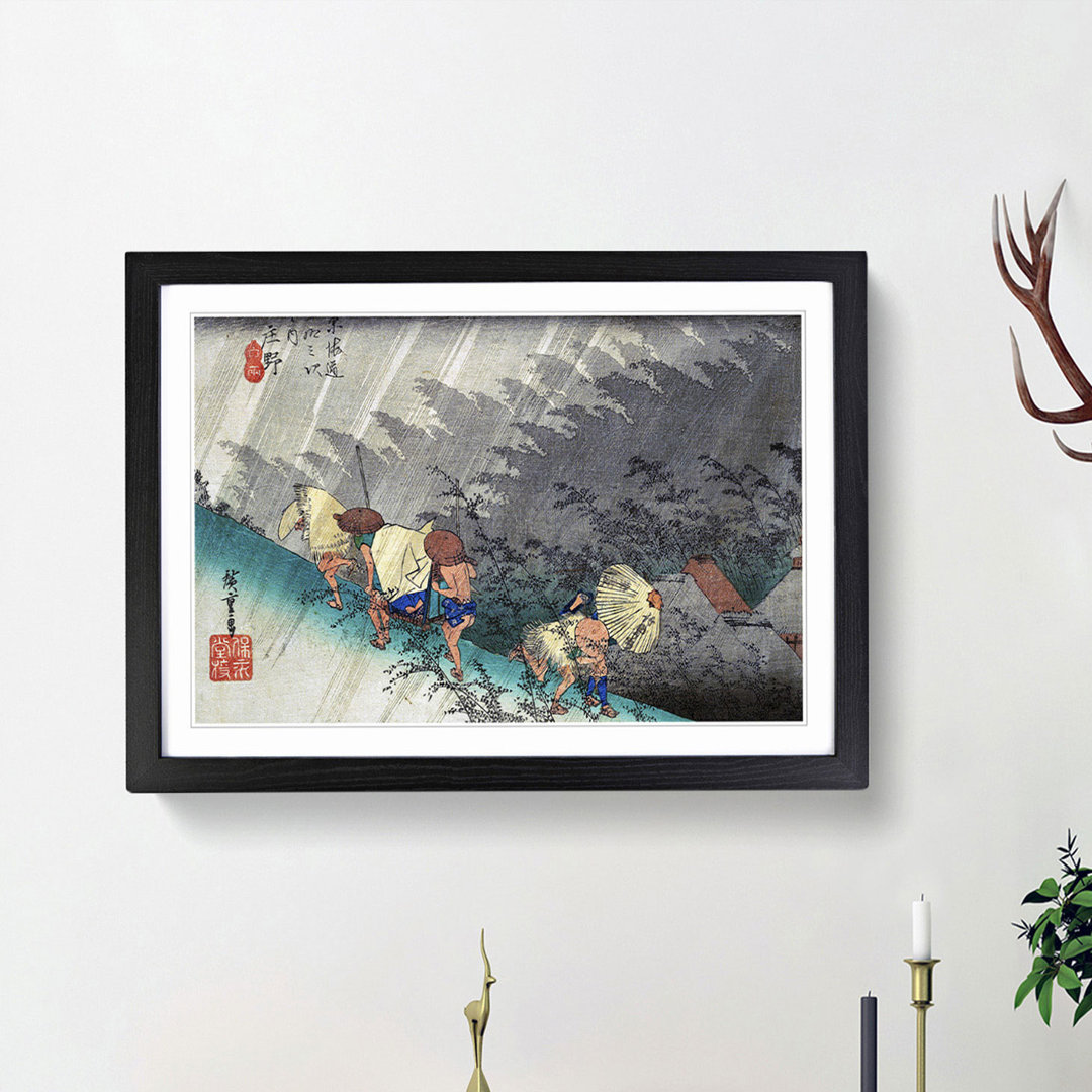 White Rain at Shono by Utagawa Hiroshige - Picture Frame Art Prints