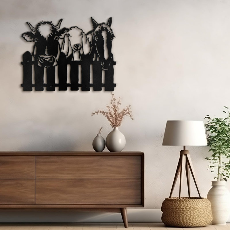 Wall Decor Metal, 16" H x 24" W x 0.05" D, Black