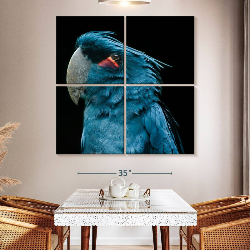 Portrait d'oiseau bleu Brampt, H 50 po x l 50 po