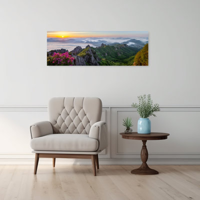 Flowering Mountain Sunrise Peaceful Serene Abstract Landscape Mountain Wall Art