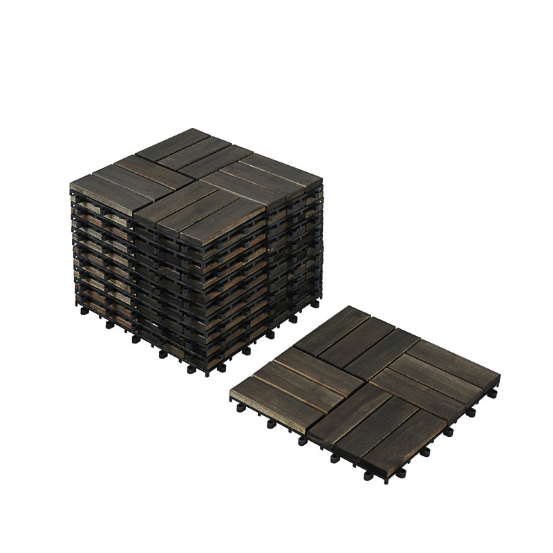 Carreaux de terrasse en bois d'acacia, 10, Marron foncé