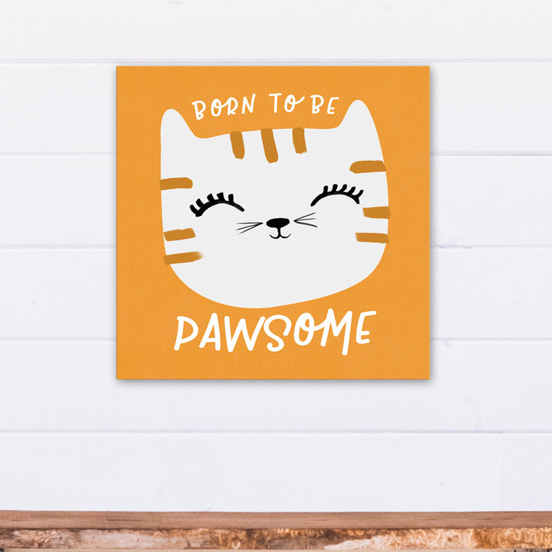 Art de toile de pawsome né pour be Tig, H 20 po x l 20 po x P 1,25 po, Orange