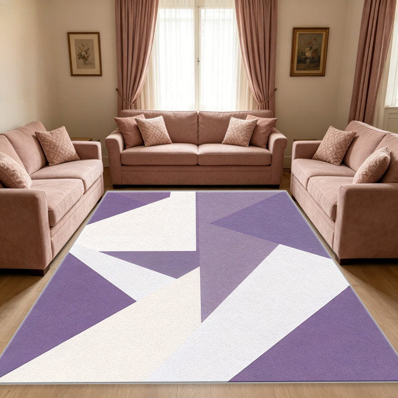 Purple Geometric carpet-easy to clean, machine-washable, soft and comfortable; suitable for door mats, kitchens, living rooms, bedrooms, corridors, and laundry areas. Easy to clean, durable carpet for home decoration.