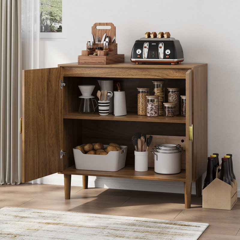 Buffet en bois avec rainure de conception, buffet avec rangement et armoire d'appoint multifonctionnelle