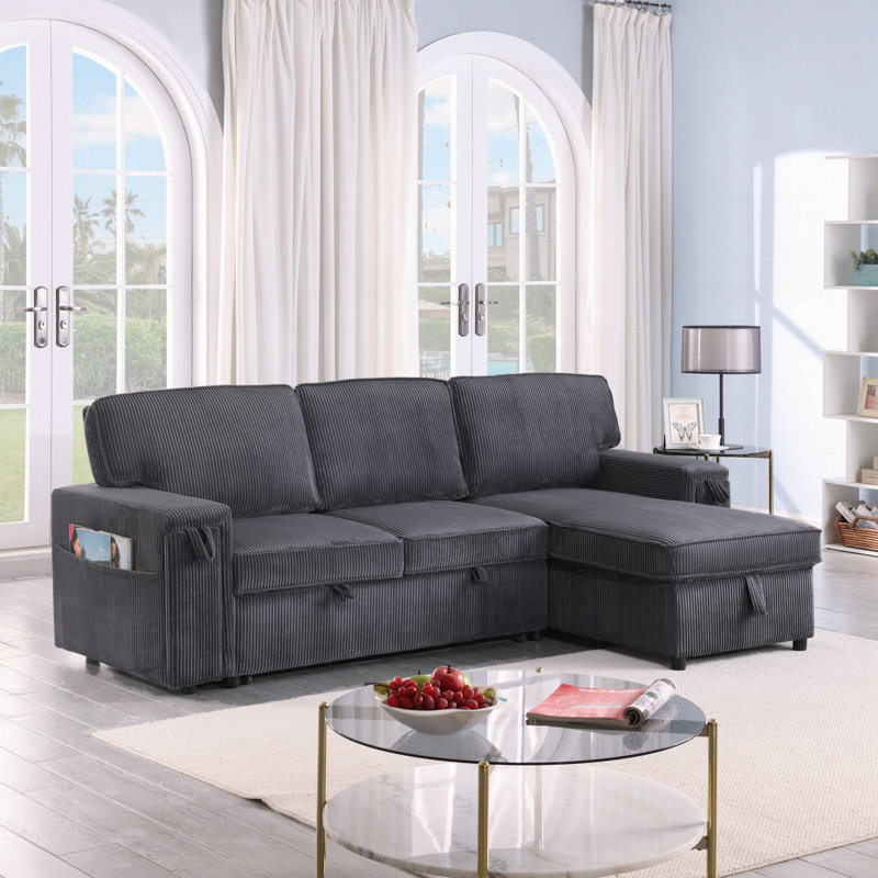 Canapé-lit modulaire avec espace de rangement Upholstery, Gris