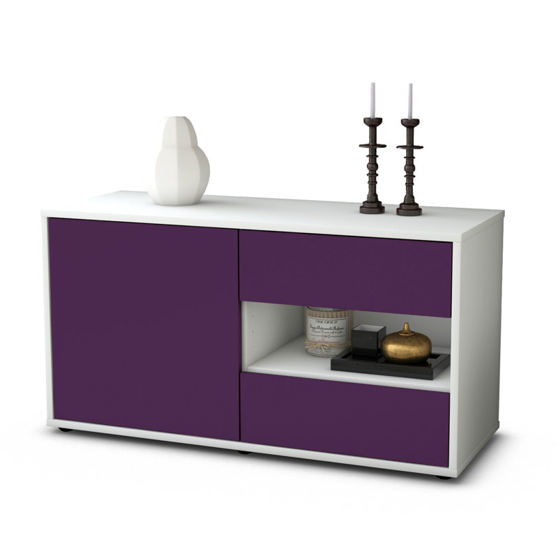 Dallin 92cm W 2 - Drawer Chest of Drawers, Purple / Matte White