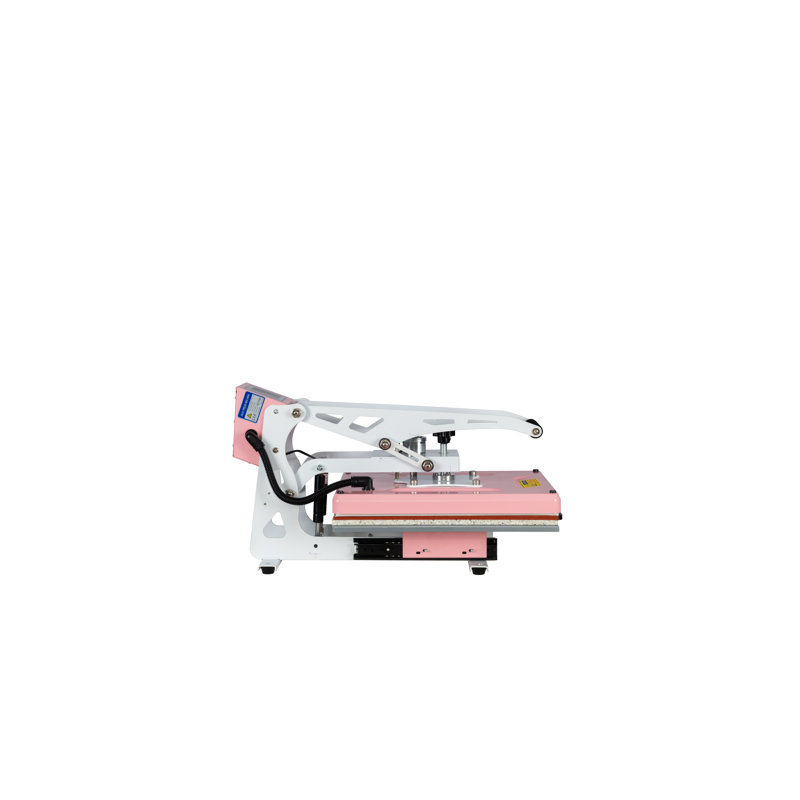 Stylish Pink & White 18 Semi-Auto Heat Press Machine with Auto Open & Slide-Out Base