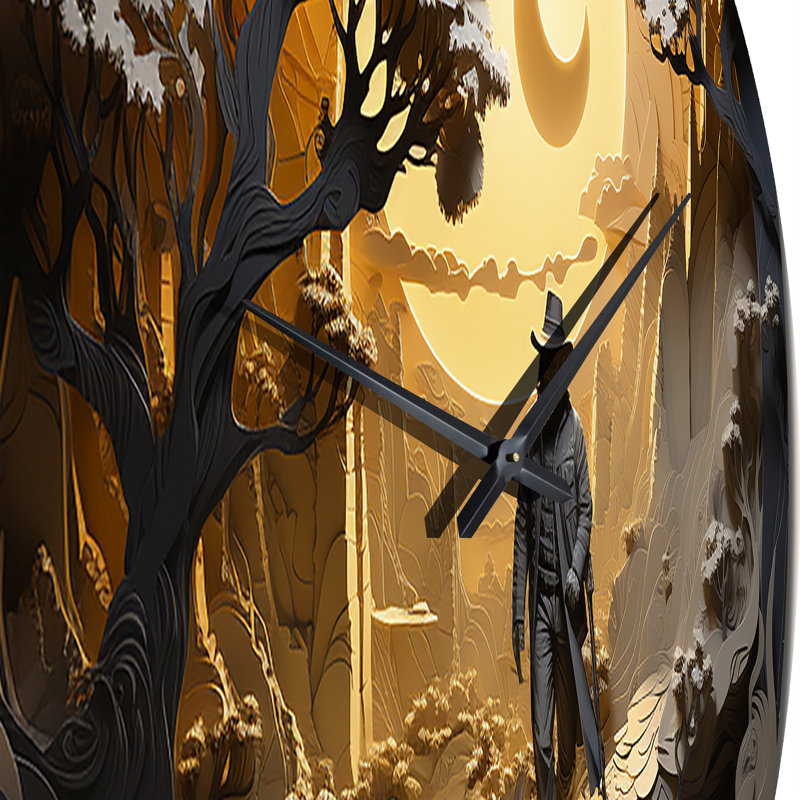 Horloge murale Western Lone Outlaw Papercut II, Très grand