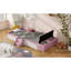 Repose-pieds en velours multifonctionnel avec rangement et escalier, rose et blanc