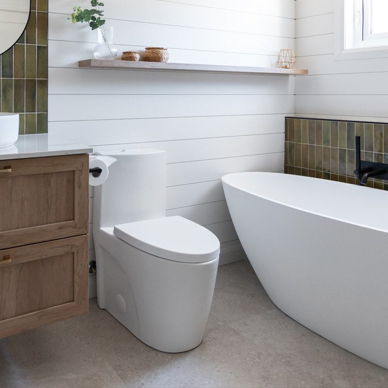 Toilette allongée une pièce Tyrone 8 GPF (siège inclus), Blanc mat