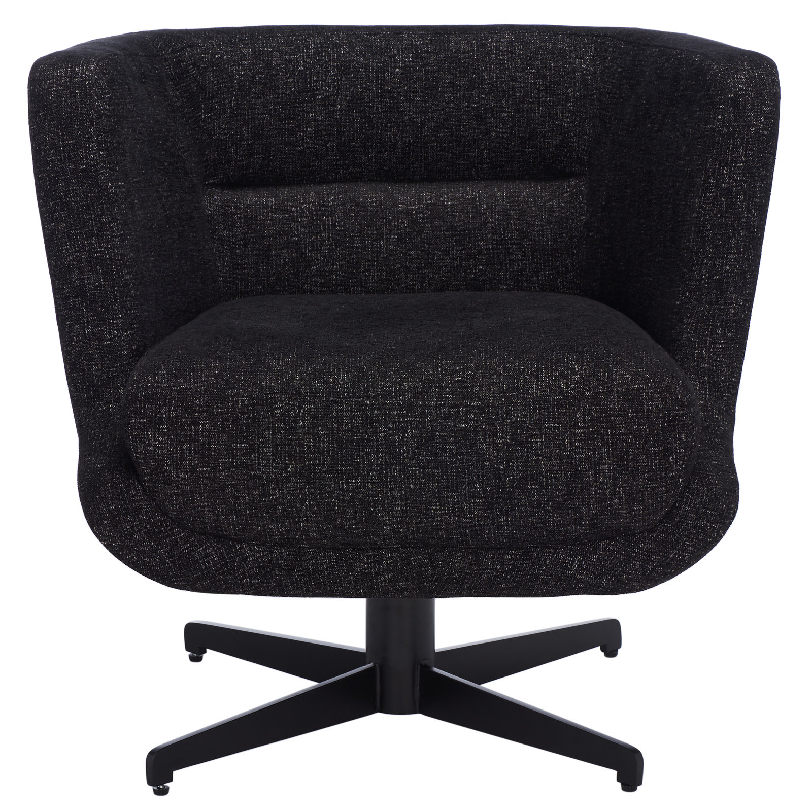 Arnelle Pine Swivel Barrel Chair, 100% Polyester Black 