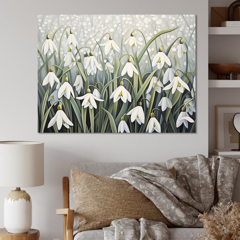 «Snowdrops Moonlit Whispers - Snowdrops», reproduction d'art sur toile, Toile tendue, H 24 po x l 32 po x P 1 po