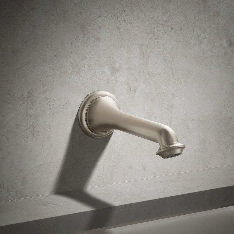Artifacts Wall-Mount Bath Spout with Turned Design, Vibrant Brushed Nickel