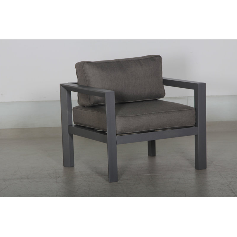 Chaise de patio avec coussins Abygayle, Gris anthracite