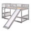 Lit superposé avec glissade, lit superposé simple au-dessus de simple avec clôture et échelle pour enfants-1631660254