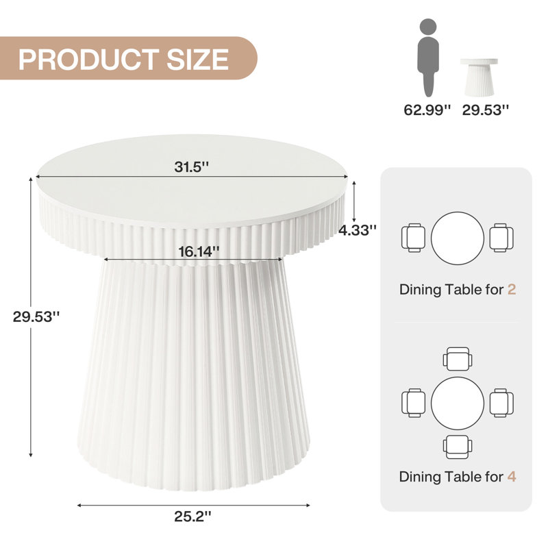Round End Table, 31.5 Inch