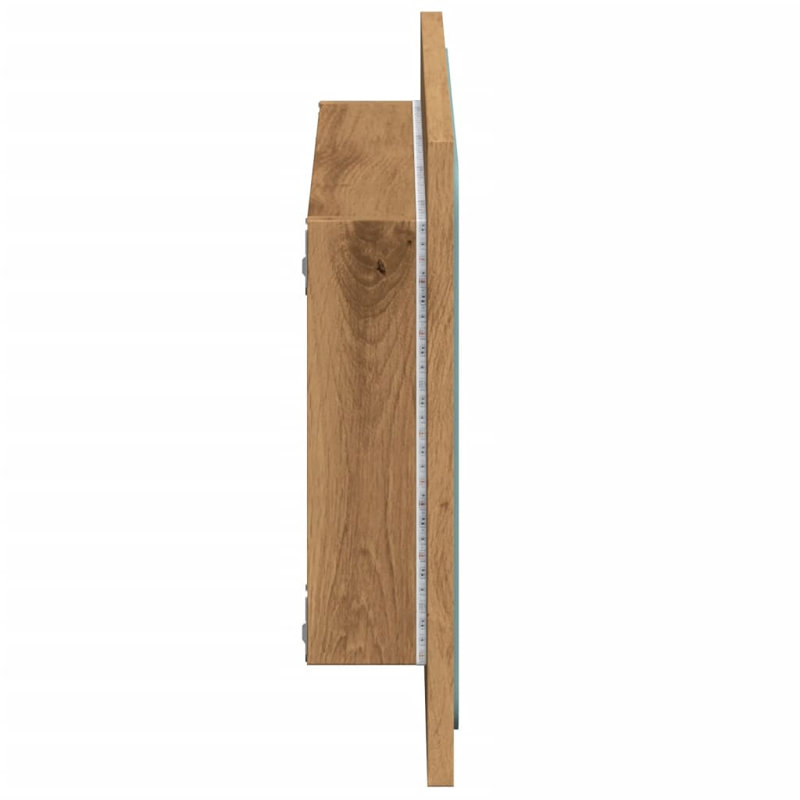 Daequan Flat Wall Vanity Mirror, Artisan Oak