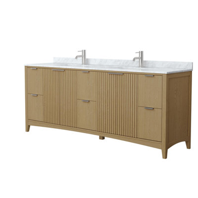 Palmilla 84" Freestanding Double Bathroom Vanity with Marble Top