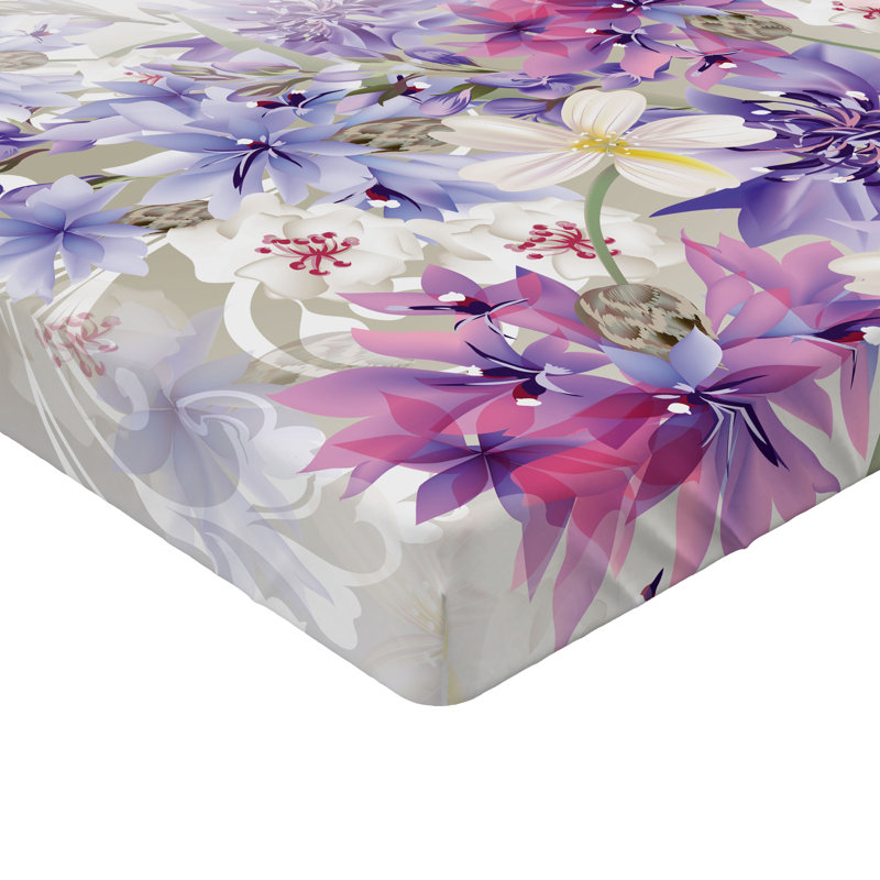Drap-housse Ambesonne 2 pièces lavande rose mauve fleurs violet blanc rose