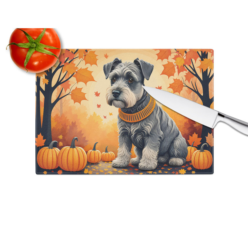 Schnauzer Fall Glass Cutting Board Large