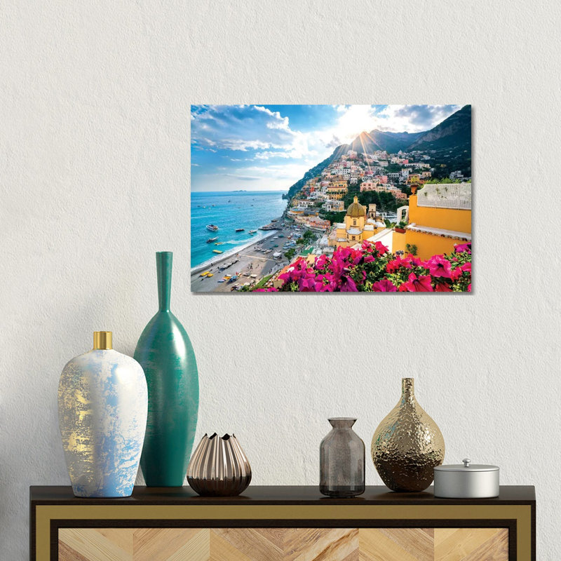 Positano, Church Santa Maria Assunta V by Susanne Kremer - Floater Frame Rectangle Print on Canvas, 30.48 cm H x 45.72 cm W