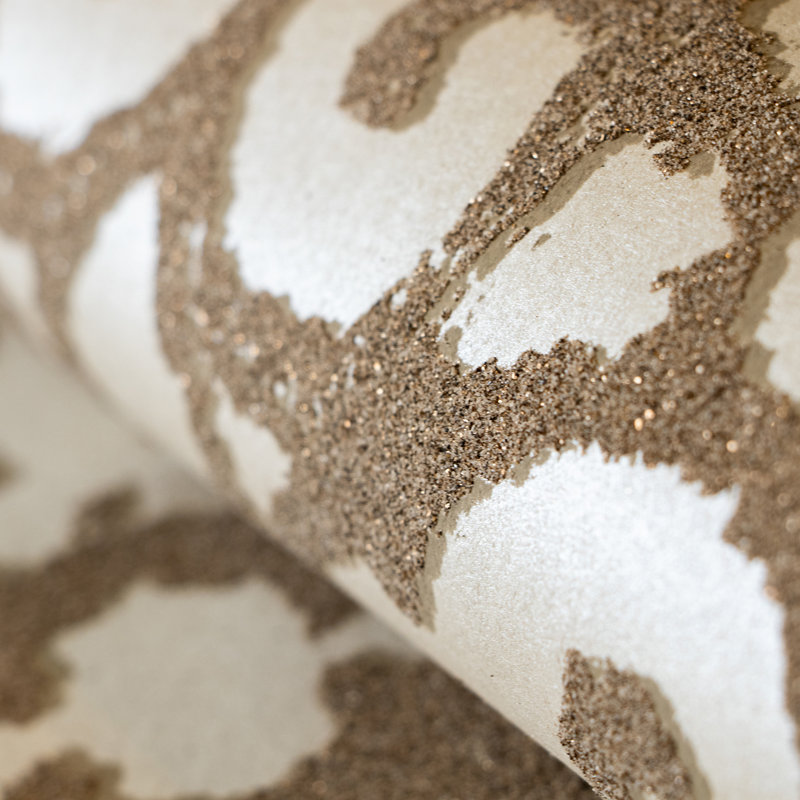 Universe Pluto Glass Stone Motif Wallpaper Rol, Cream/Gold