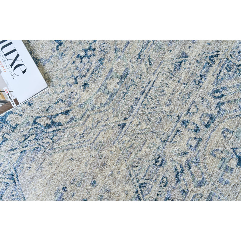 Vintage Looms Light Blue/Blue Polyester powerloom Area Rug, Rectangle 12' x 15'