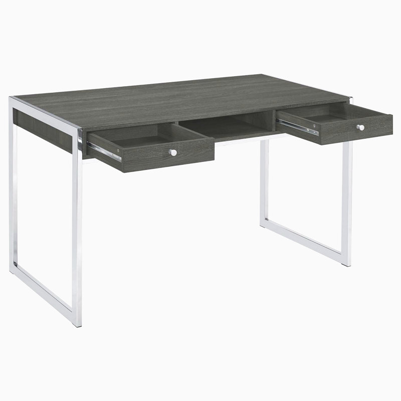 Bureau d'écriture à 2 tiroirs gris patiné