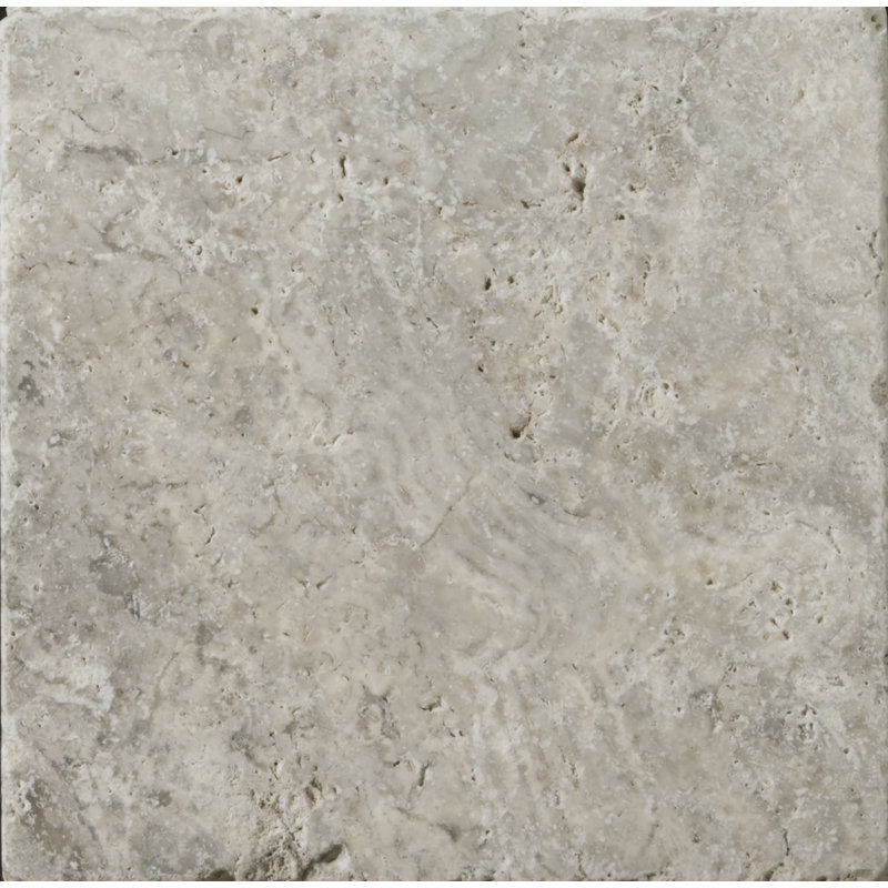 Trav Ancient Tumbled Slv Silver 4 in. x 4 in. Tumbled Travertine, Antique & Tumbled Wall Tile ( sq. ft./Case)
